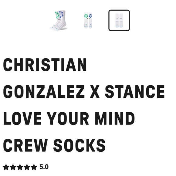 NWT Unisex Christian Gonzalez Love Your Mind Stance Crew Socks - Picture 7 of 9